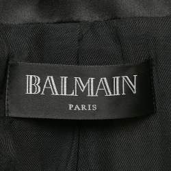 Pre Owned Balmain Black/White Stripe Cotton Blend Open Front Blazer M