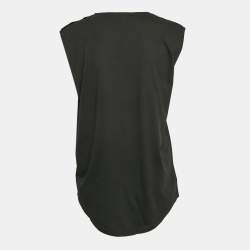 Balmain Black Logo Print Jersey Button Detail Tank Top S