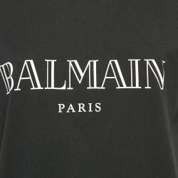 Balmain Black Logo Print Jersey Button Detail Tank Top S