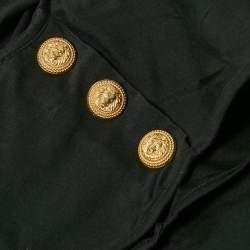 Balmain Black Logo Print Jersey Button Detail Tank Top S