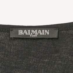 Balmain Black Logo Print Jersey Button Detail Tank Top S