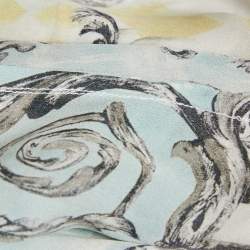 Pre Owned Balmain Green Stripe and Floral Print Chiffon Shirt L