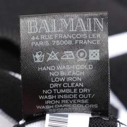 Balmain Black/White Striped Knit Fabric Crew Neck Sweater M