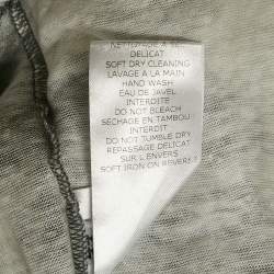 Pre Owned Balmain Grey Printed Linen Jersey V-Neck T-Shirt L