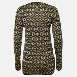 Balmain Black/Gold Patterned Lurex Knit Jumper M