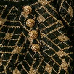 Balmain Black/Gold Patterned Lurex Knit Jumper M