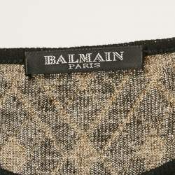 Balmain Black/Gold Patterned Lurex Knit Jumper M