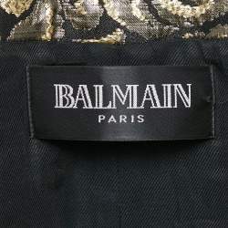 Pre Owned Balmain Black/Gold Brocade Double Breasted Blazer M