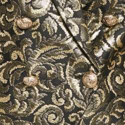 Pre Owned Balmain Black/Gold Brocade Double Breasted Blazer M