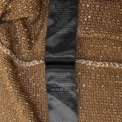 Pre Owned Balmain Brown Distressed Knitted Sequin Embellished Cardigan M