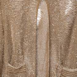 Pre Owned Balmain Brown Distressed Knitted Sequin Embellished Cardigan M