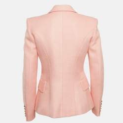 Pre Owned Balmain Pink Crepe Double Breasted Blazer S