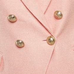 Pre Owned Balmain Pink Crepe Double Breasted Blazer S