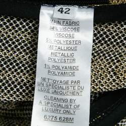 Balmain Metallic Patterned Lurex Knit Belted Cardigan L