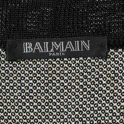 Balmain Metallic Patterned Lurex Knit Belted Cardigan L