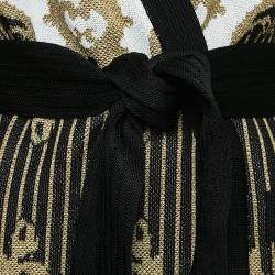 Balmain Metallic Patterned Lurex Knit Belted Cardigan L