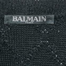 Balmain Black Patterned Wool Blend Cardigan S