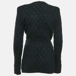 Balmain Black Patterned Wool Blend Cardigan S