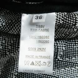 Pre Owned Balmain White/Black Patterned Knit Belted Cardigan S