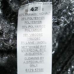 Pre Owned Balmain Silver/Grey Lurex Knit High Neck Jumper L
