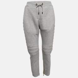 Balmain Grey Knit Zip and Puffer Detail Trackpants M