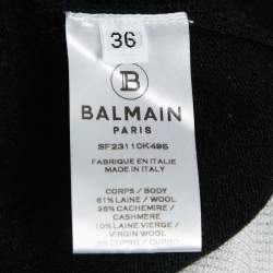 Balmain Black Logo Pattern Wool Knit Sweater S