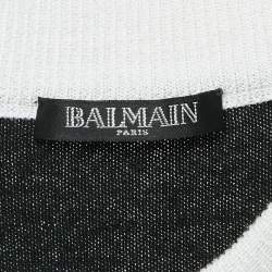 Balmain Black Logo Pattern Wool Knit Sweater S