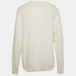 Balmain Off-White Logo Embellished Wool Pullover M