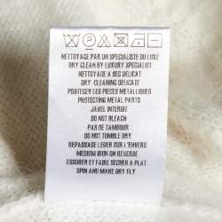 Balmain Cream Crystal Logo Embellished Wool Knit Sweater M