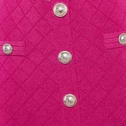 Pre Owned Balmain Fuchsia Pink Jacquard Knit Button Detail Mini Dress S