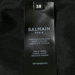 Pre Owned Balmain Black Wool Double Button Detail Breasted Blazer M