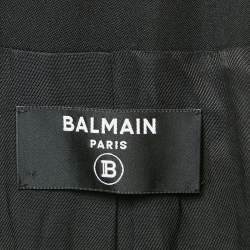 Pre Owned Balmain Black Wool Double Button Detail Breasted Blazer M