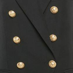 Pre Owned Balmain Black Wool Double Button Detail Breasted Blazer M
