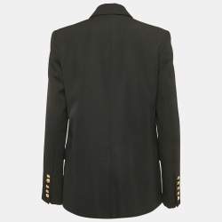 Pre Owned Balmain Black Wool Double Button Detail Breasted Blazer M