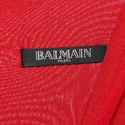Pre Owned Balmain Red Jersey Button Embellished Mini Dress M