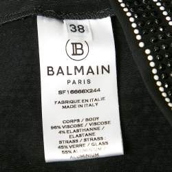 Balmain Blue/Multicolor Studded Mini Bodycon Dress M