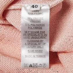 Pre Owned Balmain Pink Patterned Knit Full Sleeve V-Neck Mini Dress M