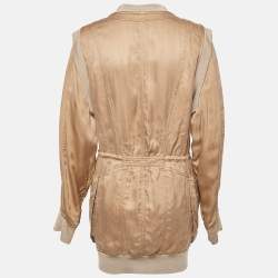 Balmain Beige Gabardine Long Zip-Up Jacket S