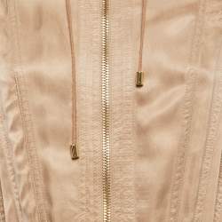 Balmain Beige Gabardine Long Zip-Up Jacket S