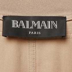Balmain Beige Gabardine Long Zip-Up Jacket S