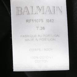 Balmain Black Logo Print Cotton Knit Button Detail Sleeveless Top S