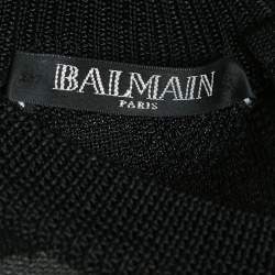Pre Owned Balmain Black Patterned Knit Sleeveless Mini Bodycon Dress S