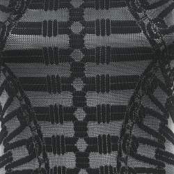 Pre Owned Balmain Black Patterned Knit Sleeveless Mini Bodycon Dress S