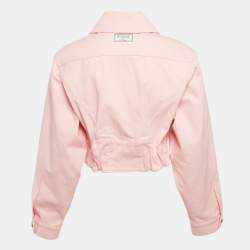 Pre Owned Balmain Pink Denim Buttoned Detailed Cropped Jacket S