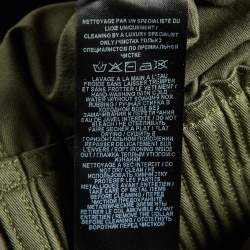 Pre Owned Balmain Blue Green Shearling Trim Cotton Structured Shoulder Jacket M