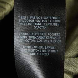 Pre Owned Balmain Blue Green Shearling Trim Cotton Structured Shoulder Jacket M