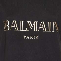 Balmain Black Logo Print Jersey Sleeveless T-Shirt L