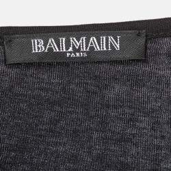 Balmain Black Logo Print Jersey Sleeveless T-Shirt L