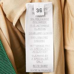 Pre Owned Balmain Green Patterned Knit Sleeveless Lace-Up Bodycon Dress S