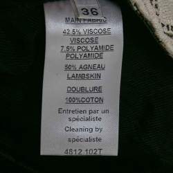 Pre Owned Balmain Black/White Crystal Embellished Wool and Leather Blazer and Skirt S